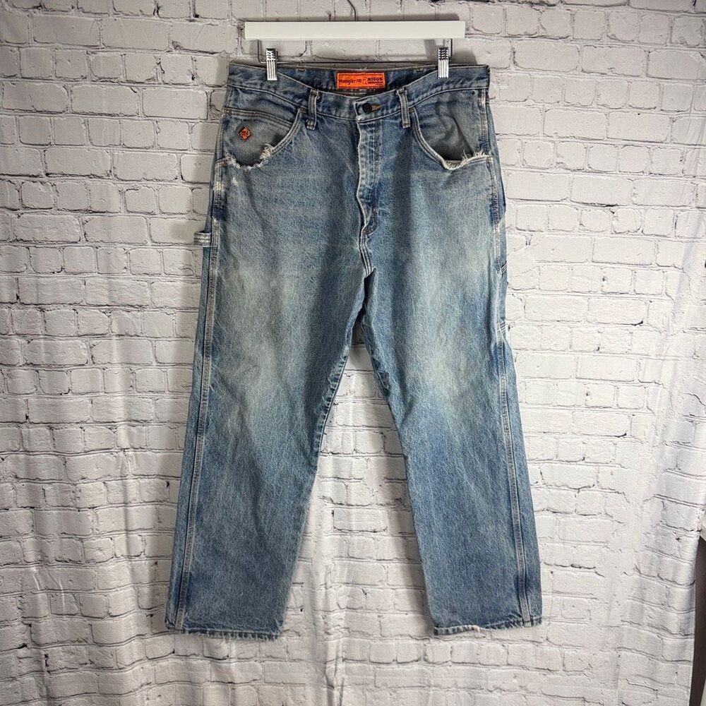 Wrangler FR Riggs Thrashed 90’s Carpenter Jeans Vintage 35X32  K